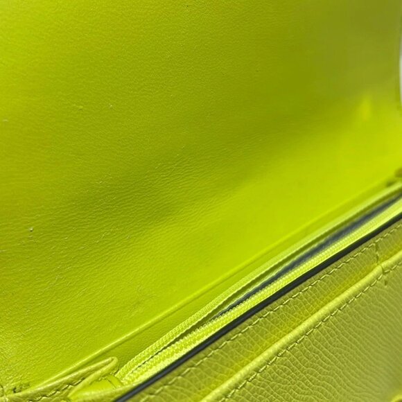 Auth FURLA - Yellow Green Leather Long Wallet - Picture 4 of 8